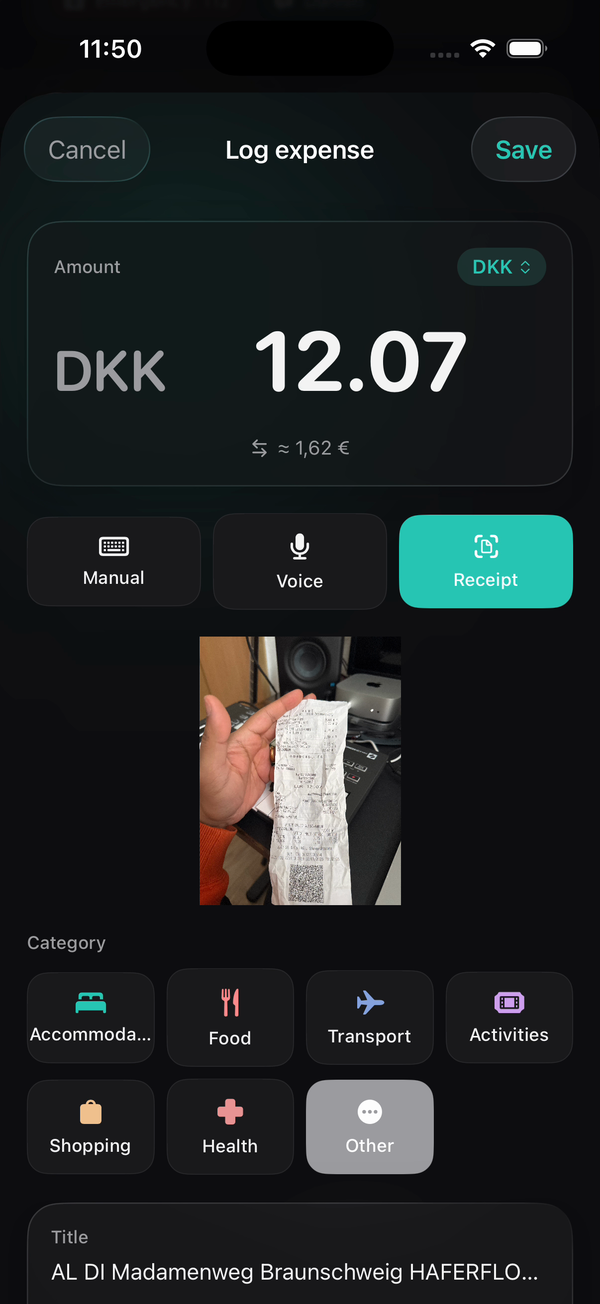 Planoptx receipt expense logging
